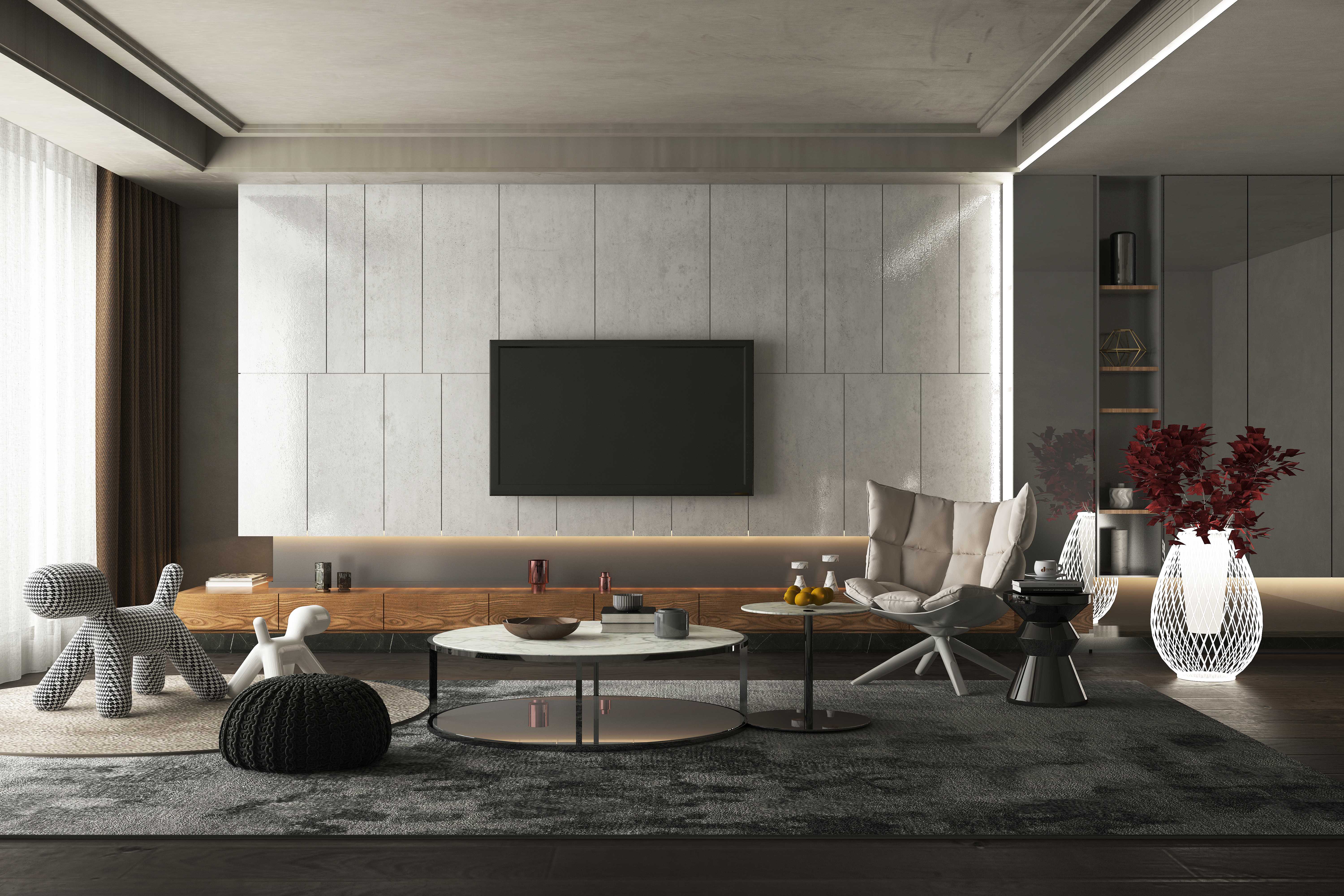 PET白+灰裝修風格全屋定制效果圖